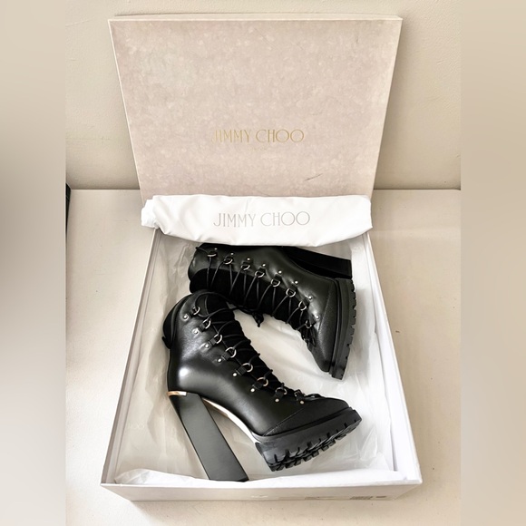 Jimmy Choo Madyn 130 Leather Ankle Square Toe Heel Boots W / Box Size 36.5 EUC - Picture 14 of 14